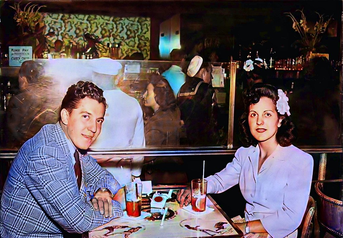 Steve and Aida at Jack Dempsey's-sp (Colorized)